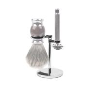 Linkidea Soporte para maquinilla de afeitar, brocha de afeitar y soporte para afeitar para baño, compatible con la maquinilla de afeitar MUHLE (cromado/plateada)