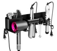 Linkidea Soporte para secador de pelo montado en la pared con gancho, organizador de herramientas de aluminio 4 en 1, compatible con Dyson Supersonic Origin, Supersonic Nural, estante de