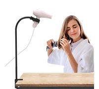 Linkidea Soporte para secadora de pelo manos libres, soporte de manguera de acero inoxidable, soporte de abrazadera ajustable para secadora de pelo para mesa de aseo de perros y mascotas (negro)