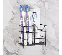 Linkidea Soporte Pared para Cepillo de Dientes de Acero Inoxidable para baño, para Cepillo de Dientes eléctrico, Pasta de Dientes, maquinilla de Afeitar, Organizador de encimera con 5 Ranuras (Negro)