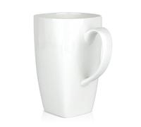 Linkidea Taza de café extra grande de porcelana fina de 20 onzas, tazas de café ligeras con asas, tazas de té para cerveza, latte, cacao caliente, microondas y lavavajillas, color blanco