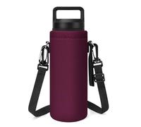 Linkidea Yeti - Correa de soporte para botella de agua compatible con Yeti Rambler Chug Cap/tapa con pajilla, bolsa de transporte aislada de neopreno con correa para la (Rojo vino)
