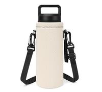 Linkidea Yeti - Correa de soporte para botella de agua compatible con Yeti Rambler Chug Cap/tapa con pajilla, bolsa de transporte aislada de neopreno con correa para la (Blanco roto)