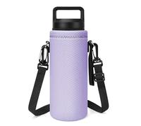 Linkidea Yeti - Correa de soporte para botella de agua compatible con Yeti Rambler Chug Cap/tapa con pajilla, bolsa de transporte aislada de neopreno con correa para la (Violeta claro)