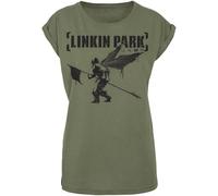 Linkin Park Hybrid Theory Mujer Camiseta Aceituna M 100% algodón Vorne Bedruckt, Hinten Bedruckt Ancho