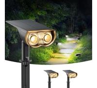 Linkind 1000Lm luz solar al aire libre con sensor de movimiento 3000K y 6500K, 24-LEDs Luces solares, IP67 a prueba de invierno Luces de seguridad solares, 2 piezas
