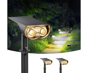 Linkind 1000Lm luz solar al aire libre con sensor de movimiento 3000K y 6500K, 24-LEDs Luces solares, IP67 a prueba de invierno Luces de seguridad solares, 2 piezas