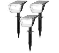 Linkind 60 focos solares LED para jardín exterior, 800 lm, 6500 K, luz de día, lámpara de jardín con indicador de carga, 135° ajustable con batería de clase S, IP67 resistente a la intemperie
