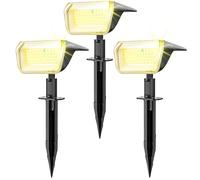 Linkind 60 LED Luces Solares Exterior Jardin,3000K Blanco Cálido Focos Solares con el modo de invierno, 800LM,Impermeable IP67 Lámparas Solares para Jardín, Patio, Calzada, Piscina,3 Piezas