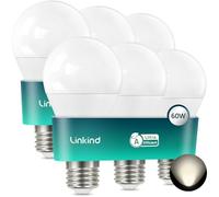Linkind Bombilla E27 ultraeficiente mate，3,8 W = 60 W, Blanco neutro 4000 K, Clase energética A, no regulable, Edison A60, 806 lúmenes, ángulo de 200°, Bombilla LED E27 de bajo consumo, paquete de 6