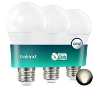 Linkind Bombilla E27 ultraeficiente mate，3,8 W = 60 W, Blanco neutro 4000 K, Clase energética A, no regulable, Edison A60, 806 lúmenes, ángulo de 200°, Bombilla LED E27 de bajo consumo, paquete de 3
