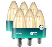 Linkind Bombilla LED E14 Ultra Eficiente de 2,2 W (sustituye a una de 40 W), 470 lm, Blanco Cálido 2700 K, Base B35/C35, ángulo de haz de 320°, No Regulable, Paquete de 6