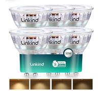 Linkind Bombilla LED GU10 ultraeficiente y regulable, 2,5 W equivalentes a 50 W, luz blanca cálida de 2700 K, Bombilla de bajo consumo, 415 lm, Bombilla LED GU10 Clase B,paquete de 6