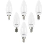 Linkind E14 Bombillas de Vela, Blanco Cálido 2700K 806lm, 7W Equivalente a 60W Bajo consumo, Bombilla Vela con Rosca fina, 220-240V, Lot de 6