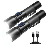 Linkind Linterna LED recargable vía USB-C, 7 modos, incluye turbo/estroboscópico/bloqueo, 1000 lúmenes de aluminio, antorcha táctica con indicador de batería, para todo tipo de climas, camping, uso