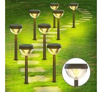 Linkind Luces Solares Exterior Jardin, Baliza Solar con 200lm Luz Calido, 3 Dibujos Cambiable, Altura Ajustable, Lámpara Solar Impermeable IP54 para Iluminar Camino, Césped, Balcón,8 Piezas