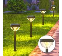 Linkind Luces Solares Exterior Jardin, Baliza Solar con 200lm Luz Calido, 3 Dibujos Cambiable, Altura Ajustable, Lámpara Solar Impermeable IP67 para Iluminar Camino, Césped, Balcón. 4 Piezas.