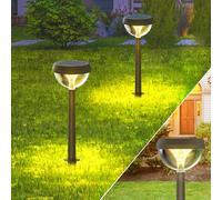 Linkind Luces Solares Exterior Jardin, Baliza Solar con Luz Calido, 3 modos de iluminación, Altura Ajustable, Lámpara Solar Impermeable IP54 para Iluminar Camino, Césped, Balcón,2 Piezas.