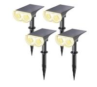 Linkind Luces Solares LED Exterior Jardin, Foco Solar con Sensor de Luz, Blanca Cálida 3000k 650lm, Lámpara Solar Impermeable IP67 para Iluminación de Caminos, Patio, Terreza y Camping (4 Piezas)
