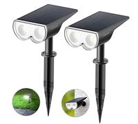 Linkind Luces Solares LED Exterior Jardin, Foco Solar con Sensor de Luz, Blanca Fría 6500K 650lm, Lámpara Solar Impermeable IP67 para Iluminación de Caminos, Patio,Terreza,Césped y Camping (2 Piezas)