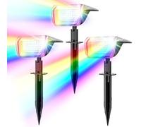 Linkind Luz solar colorida para jardín al aire libre, RGB y blanco, 10 modos, luces solares para exteriores con indicador de carga y tiempo de combustión ultra largo, foco solar de árbol resistente a