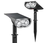 Linkind Luz Solar con Sensor de Movimiento, Foco Solar Exterior Impermeable IP67, Blanco Frío 6500k 650lm, Lampara Solar Exterior Para Jardín, Terreza, Césped (2 Piezas)