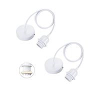 Linkind Portalámpara E27 de Metal Para Lámparas Colgante, Casquillos para Bombillas con Cable Ajustable 100 cm, Compatible con Pantalla de Lámpara de Techo, 2 unidades (Blanco)
