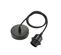 Linkind Portalámpara E27 de Metal Para Lámparas Colgante, Casquillos para Bombillas con Cable Ajustable 100 cm, Compatible con Pantalla de Lámpara de Techo (Negro)