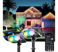 Linkind RGBTW Focos Solares Inteligentes para Exteriores SL5C, MPPT Solar-Tech, 16 Millones de Colores, Control por Aplicación y Grupo, Sincronización Musical, IP67,2 unidades