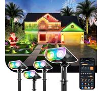 Linkind RGBTW Focos Solares Inteligentes para Exteriores SL5C, MPPT Solar-Tech, 16 Millones de Colores, Control por Aplicación y Grupo, Sincronización Musical, IP67,4 unidades