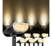 Linkind StarRayS Luces Solares LED Exterior Jardin,3000K blanco cálido foco solar led,350Lm Lampara Exterior con 2 modos para Jardín, Patio, Calzada, Piscina, 6 Piezas