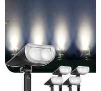 Linkind StarRayS Luces Solares LED Exterior Jardin,6500K blanco frío foco solar led,350Lm Lampara Exterior con 2 modos IP67 impermeable para Jardín, Patio, Calzada, Piscina, 4 Piezas