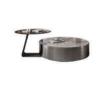 LINKIO Mesa de Sala de Estar Rock Slab Coffee Table, Simple Living Room, Italian-Style Small Apartment, Round Side, Tea(80x80x32cm)