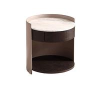 LINKIO Side Tables Bedroom Casa Creativa Redonda mesita de Noche w con cajones Pizarra Sala de Estar Dormitorio mesita de Noche mesita de Noche Cuero Lado Redondo Mesa Bed Side Table(Gray)