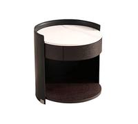 LINKIO Side Tables Bedroom Casa Creativa Redonda mesita de Noche w con cajones Pizarra Sala de Estar Dormitorio mesita de Noche mesita de Noche Cuero Lado Redondo Mesa Bed Side Table(Black)