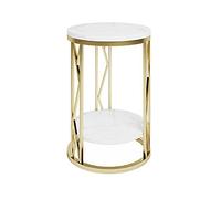 LINKIO Side Tables Bedroom Mesa de Noche Redonda Creativa Pequeña Mesa Redonda Pizarra Sala de Estar Dormitorio Mesa de Noche Mesa de Noche Doble Estante Redondo Mesa a Lado Bed Side Table(A)