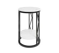 LINKIO Side Tables Bedroom Mesa de Noche Redonda Creativa Pequeña Mesa Redonda Pizarra Sala de Estar Dormitorio Mesa de Noche Mesa de Noche Doble Estante Redondo Mesa a Lado Bed Side Table(C)