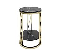 LINKIO Side Tables Bedroom Mesa de Noche Redonda Creativa Pequeña Mesa Redonda Pizarra Sala de Estar Dormitorio Mesa de Noche Mesa de Noche Doble Estante Redondo Mesa a Lado Bed Side Table(D)