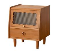 LINKIO Side Tables Bedroom Mesita De Noche Nórdica Sencilla Y Retro De Madera De Cerezo con Puerta De Cristal, Mesita De Noche Pequeña De Madera Maciza For Dormitorio Bed Side Table