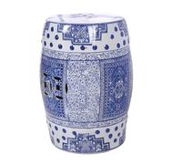 LINKIO Taburete de jardín de cerámica pintado a mano de celadón, taburete de tambor, taburete chino antiguo, muelle de sentado, taburete corto, taburete redondo otomano