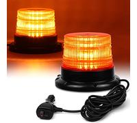 LINKITOM Luz estroboscópica LED, 12 V-24 V, ámbar, 40 luces LED intermitentes de advertencia con cable magnético y recto de 16 pies para vehículo, carretilla elevadora, tractor, carritos de golf, UTV,