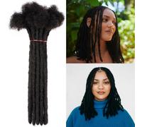 LinkMai Extensiones permanentes de rastas de 0,2 a 0,8 cm, 20 hebras de cabello humano 100 % real, para hombres y mujeres, se pueden teñir, decolorar, rizar, trenzar (0,4 cm, 1B, 8 pulgadas)