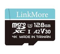 LinkMore 128 GB Lite Micro-SD-Card, A2, UHS-I, U3, V30, Class 10 compatible, max sequential read up to 100 MB/s, max sequential write up to 85 MB/s, SD adapter included