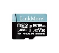 LinkMore Tarjeta Micro SD Lite de 512 GB, Compatible con A2, UHS-I, U3, V30, Clase 10, Lectura secuencial máxima: 100 MB/s, Escritura secuencial máxima: 85 MB/s, Adaptador SD Incluido