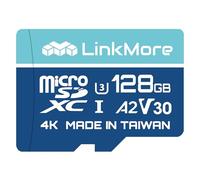 LinkMore Tarjeta micro SDXC de 128 GB, A2, UHS-I, U3, V30, compatible con clase 10, velocidad de lectura de hasta 160 MB/s, velocidad de escritura de hasta 100 MB/s, adaptador SD incluido