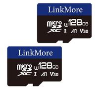 LinkMore Tarjeta Micro SDXC de 128 GB (Paquete de 2 Tarjetas), A1, UHS-I, U3, V30, Clase 10, Adaptador SD Incluido