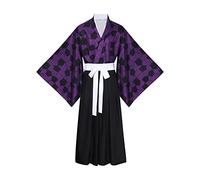 LINKOM Disfraz de anime Demon Kokushibou para cosplay, kimono, uniforme para hombres y niños, fiesta de Halloween, Morado y negro, XX-Large