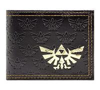 Link's Awakening Legend of Zelda Cartera/Billetera Artefacto Trifuerza Dorado en Relieve Bi-Fold Bolsillo para Monedas & Tarjetero, Negro