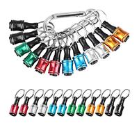 Linkstyle 12PCS 1/4 Inch Hex Shank Screwdriver Bits Holder Extension Bar Keychain Screw Adapter Drill Fast Change Portable Hand-held Bit Holder for Electric Screwdrivers and Drill Bit (6 Colors)