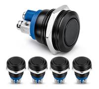 Linkstyle 5Pcs 16mm Interruptor Pulsador Momentáneo, Botón Metálico 12V con Terminales de Tornillo, Mini Interruptor Redondo con Carcasa Negra para Coche RV Camión